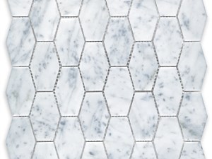 White Carrara Marble Hexagon Elongated